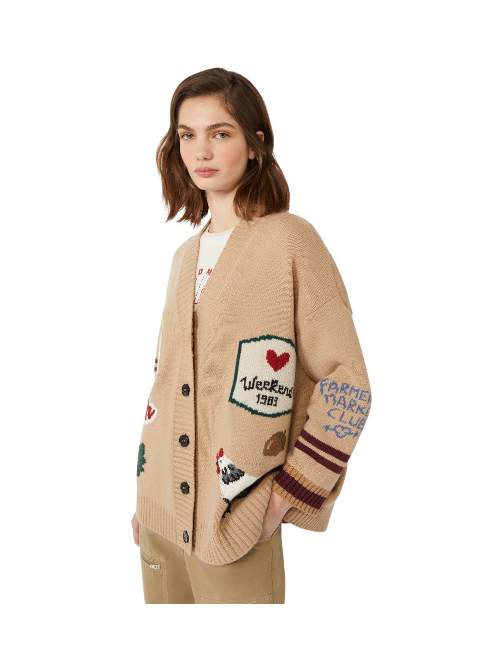Max Mara Weekend Cardigan Donna BELGIO 2525346082600 004