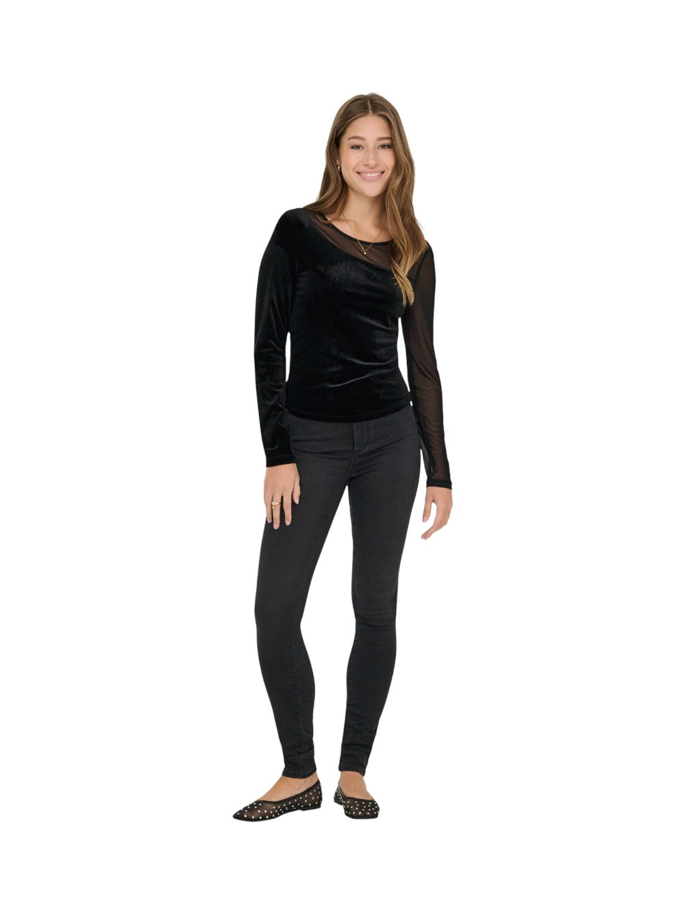 ONLY Maglia Donna ONLSMOOTH L/S MESH MIX TOP BOX JRS 15360668