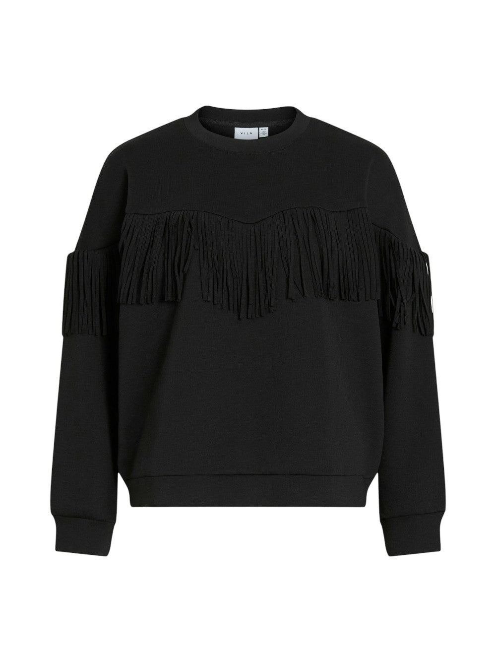 VILA Felpa Donna VIREFLECT L/S O-NECK FRINGE SWEATSHIRT/R 14109498