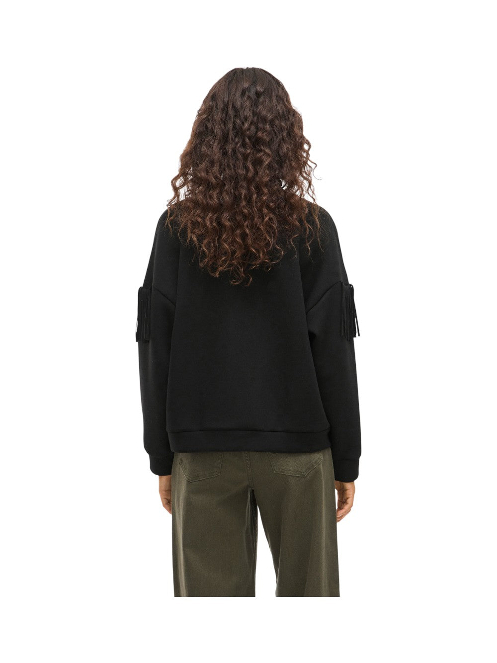 VILA Felpa Donna VIREFLECT L/S O-NECK FRINGE SWEATSHIRT/R 14109498