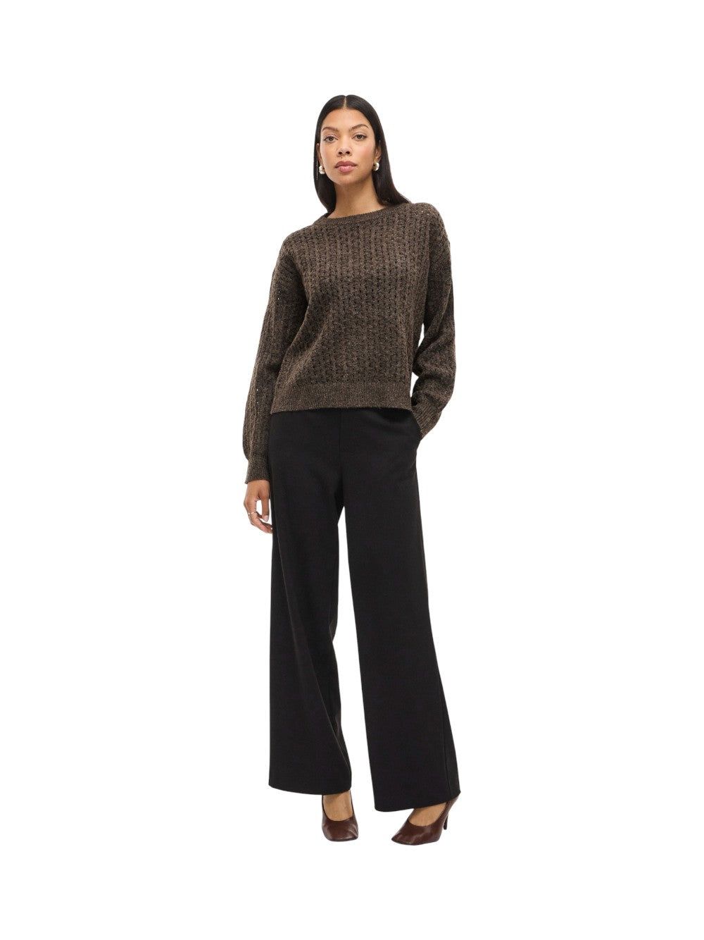 VILA Maglia Donna VIRYLEIGH O-NECK L/S KNIT TOP/TES 14108860