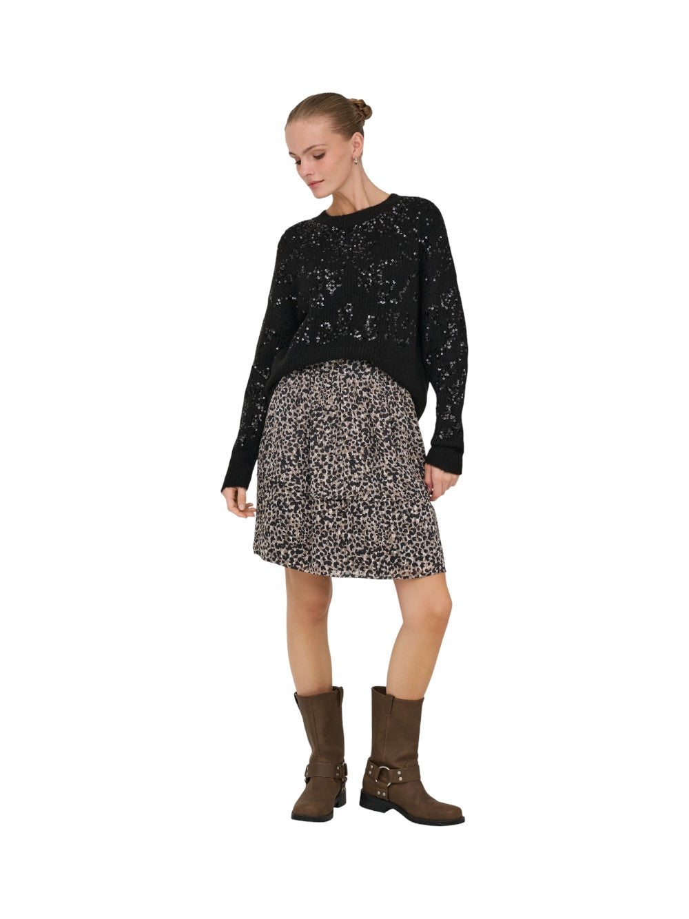 ONLY Maglia Donna ONLALTA LS SEQUIN O-NECK KNT 15353230