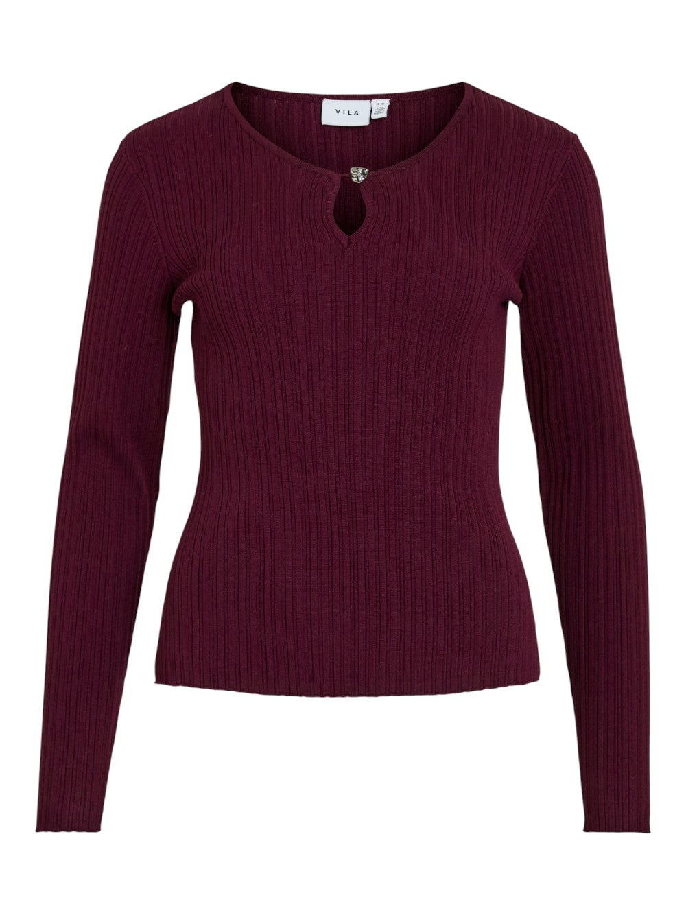 VILA Maglia Donna VINELLY V-NECK L/S RIB DETAIL KNIT TOP 14110075