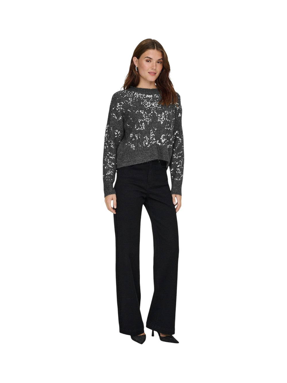 ONLY Maglia Donna ONLALTA LS SEQUIN O-NECK KNT 15353230