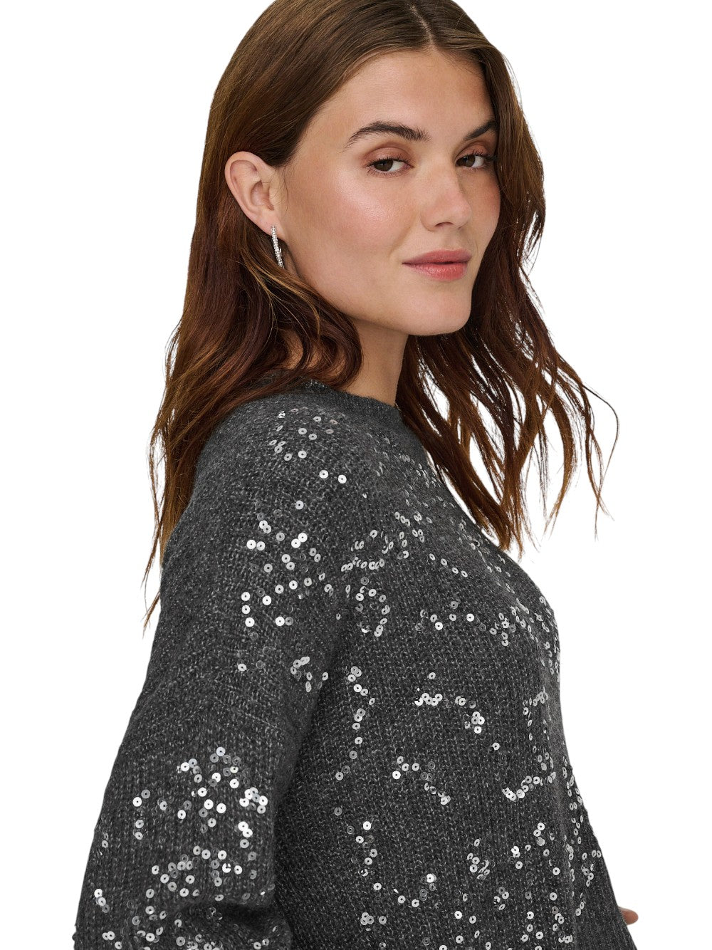 ONLY Maglia Donna ONLALTA LS SEQUIN O-NECK KNT 15353230