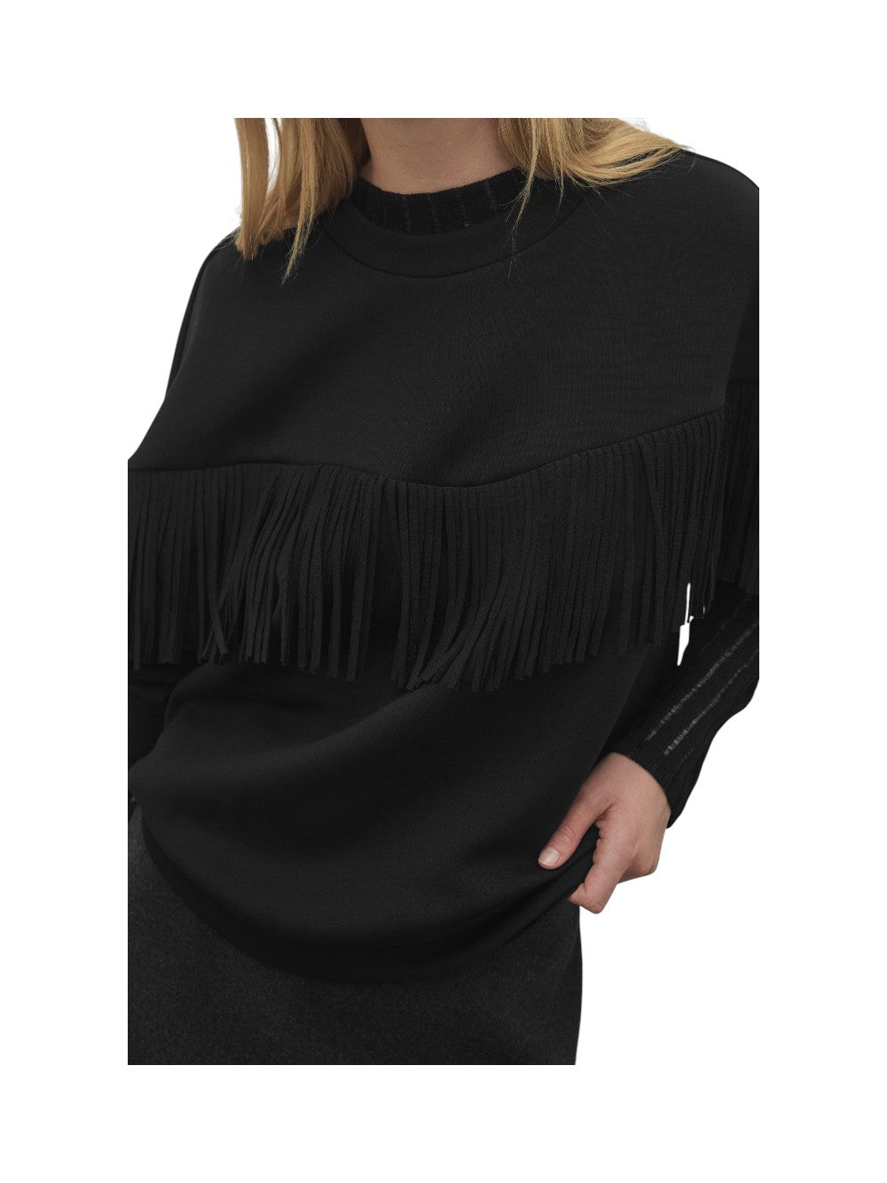 VILA Felpa Donna VIREFLECT L/S O-NECK FRINGE SWEATSHIRT/R 14109498