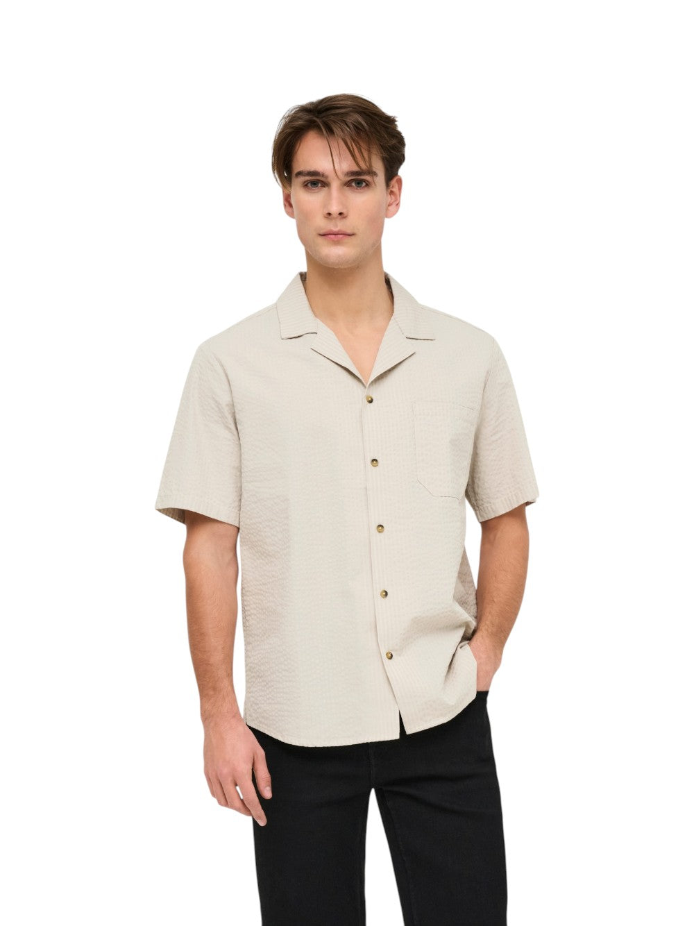 ONLY & SONS Camicia Uomo ONSEYE RESORT SEER 0009 22030342 Silver Lining