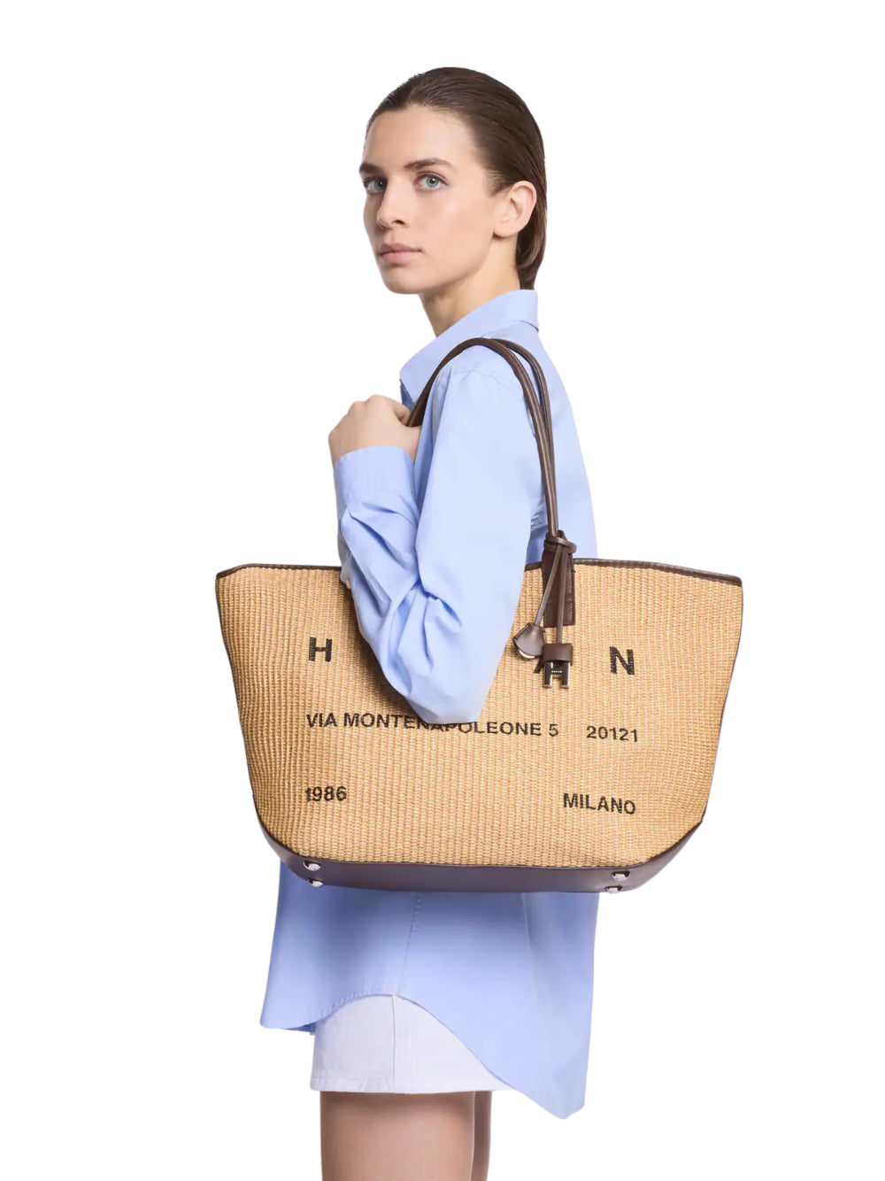 Hogan Borsa Donna ADDRESS SHOPPING MEDIA TESS. RAFIA KBW01TA5300UYI 7E06