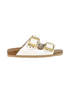 Colors of california Ciabatta Donna Two Buckle Sandal Nubuck Stras HC.BIO501 WHI