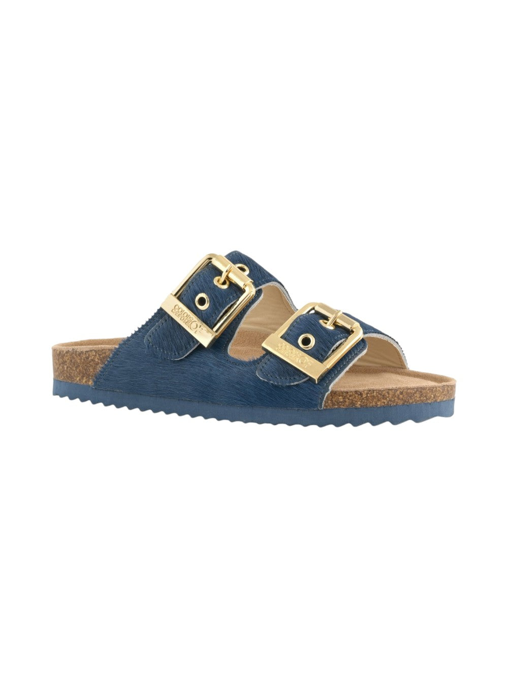 Colors of california Ciabatta Donna Pony Hair Two Buckle Sandal HC.BIO502 SEA