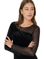 ONLY Maglia Donna ONLSMOOTH L/S MESH MIX TOP BOX JRS 15360668