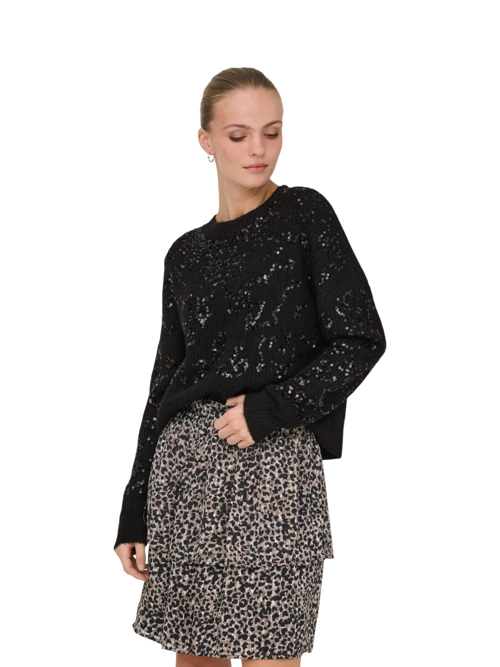 ONLY Maglia Donna ONLALTA LS SEQUIN O-NECK KNT 15353230