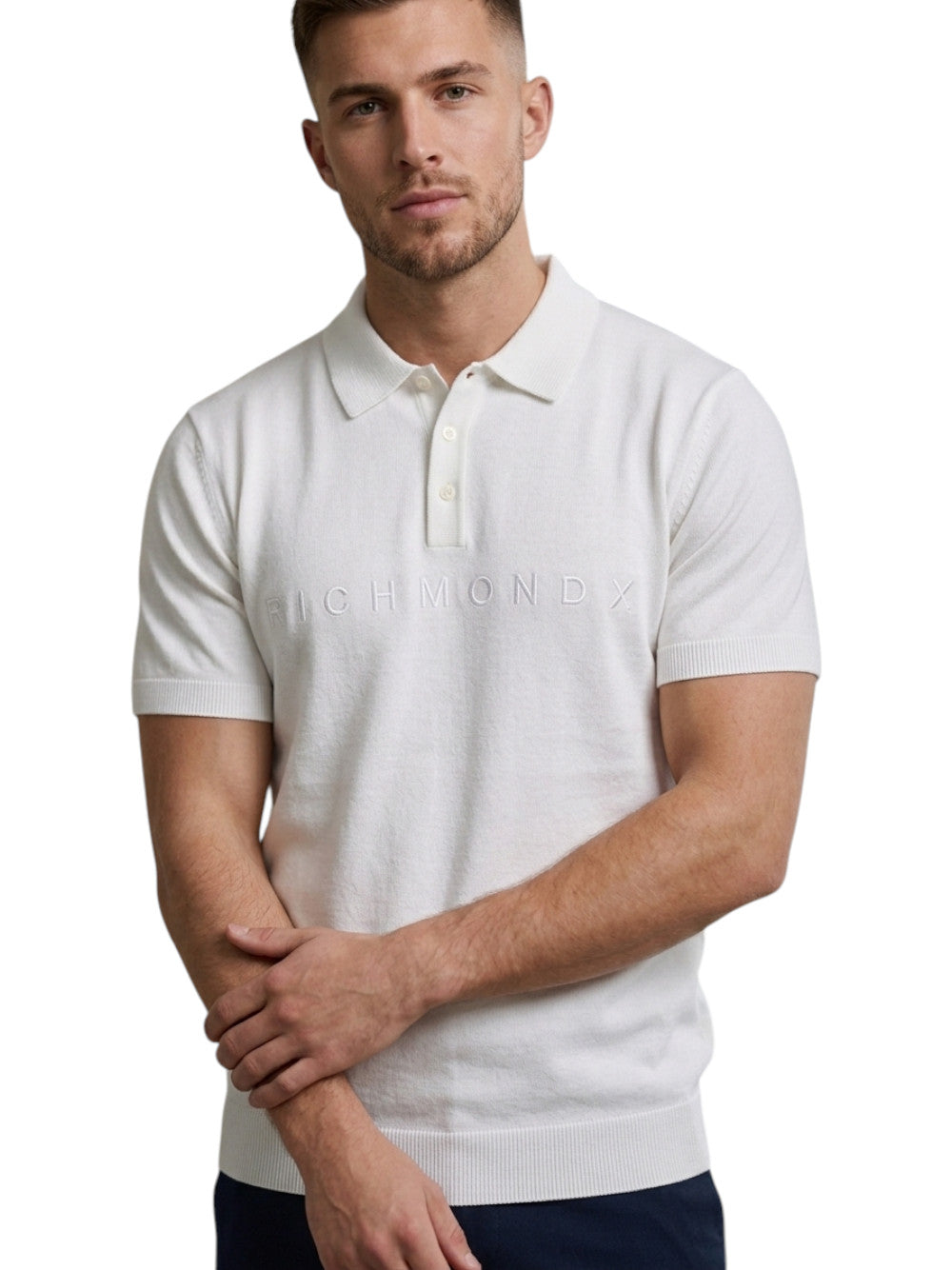 John Richmond Polo Uomo SEHUDI UMP26056PO OFF-WHITE