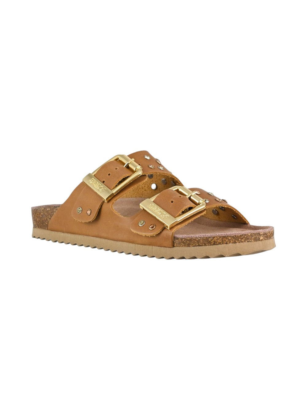 Colors of california Ciabatta Donna Two Buckle Sandal Nubuck Stras HC.BIO501 NAT