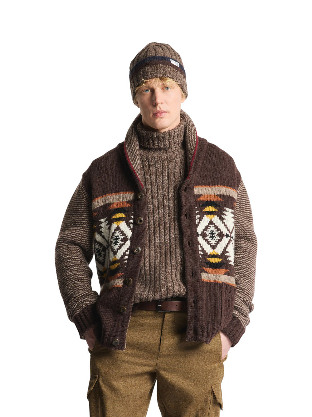 Fay Cardigan Uomo JACQUARD DESERT CODE ARC MMMC1532770YTY0XD9