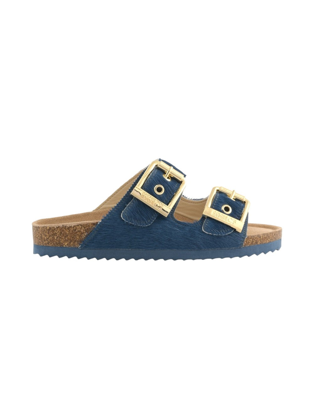 Colors of california Ciabatta Donna Pony Hair Two Buckle Sandal HC.BIO502 SEA