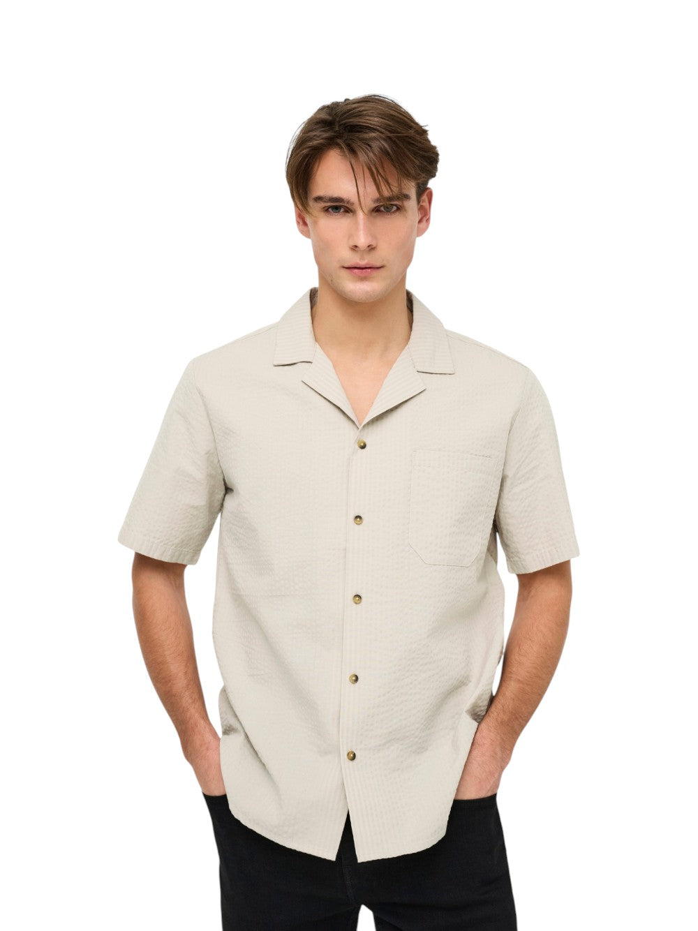 ONLY & SONS Camicia Uomo ONSEYE RESORT SEER 0009 22030342 Silver Lining