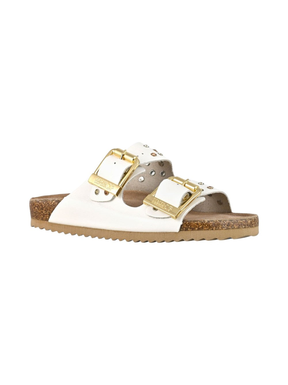 Colors of california Ciabatta Donna Two Buckle Sandal Nubuck Stras HC.BIO501 WHI