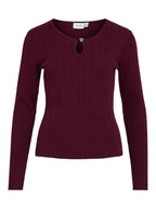 VILA Maglia Donna VINELLY V-NECK L/S RIB DETAIL KNIT TOP 14110075