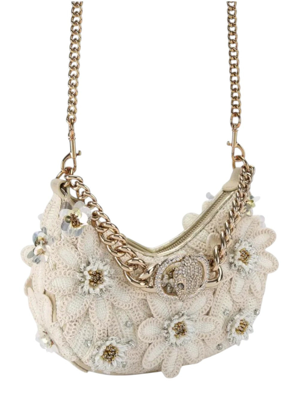 Kurt Geiger Borsa Donna Sm Chelsea Chain Hobo-Cream Comb-Fabric 4354645609 45