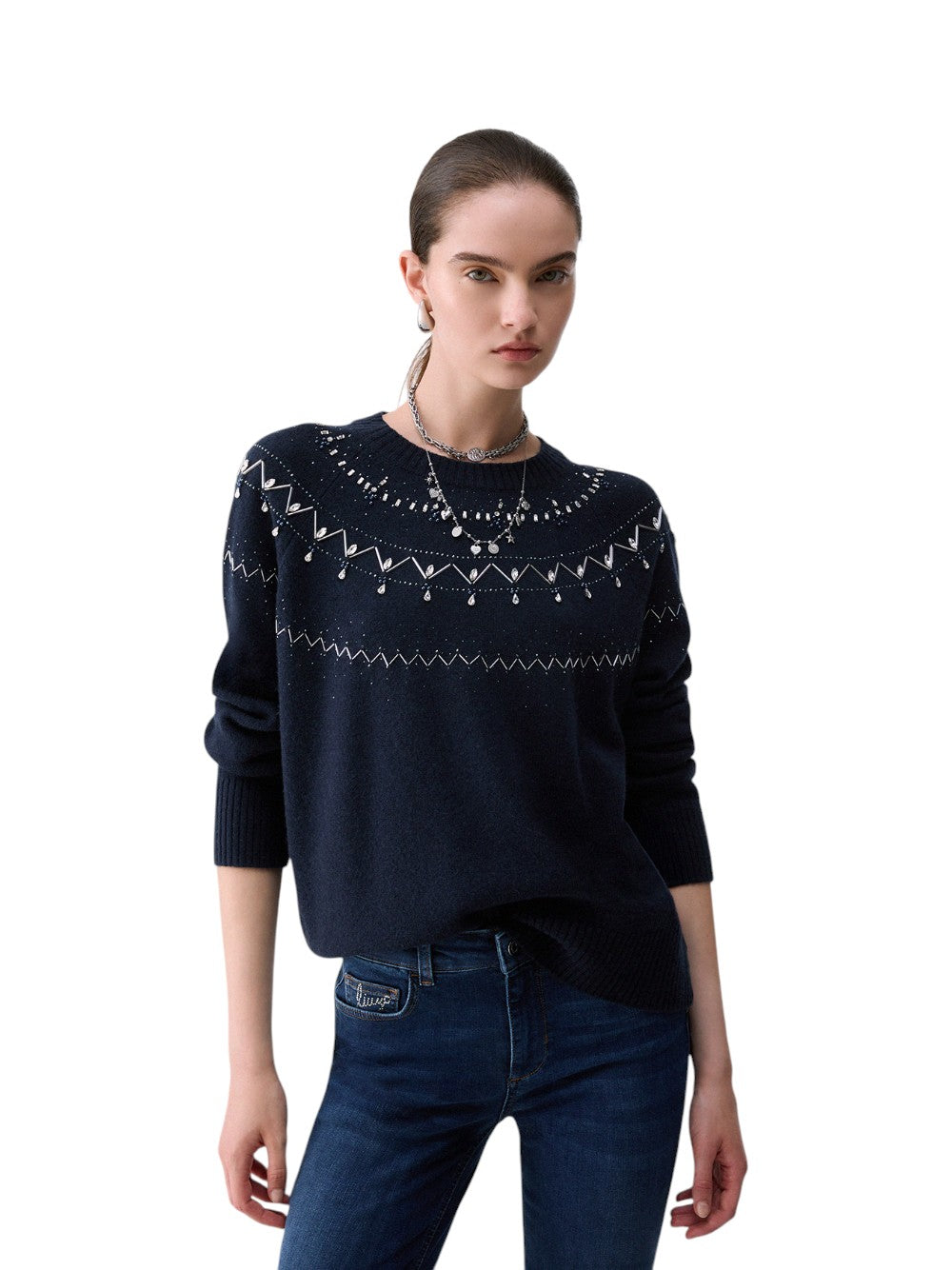 Liu Jo Maglia Donna ECS MAGLIA CHIUSA M/L RICAMO WF6371MS009 L9528