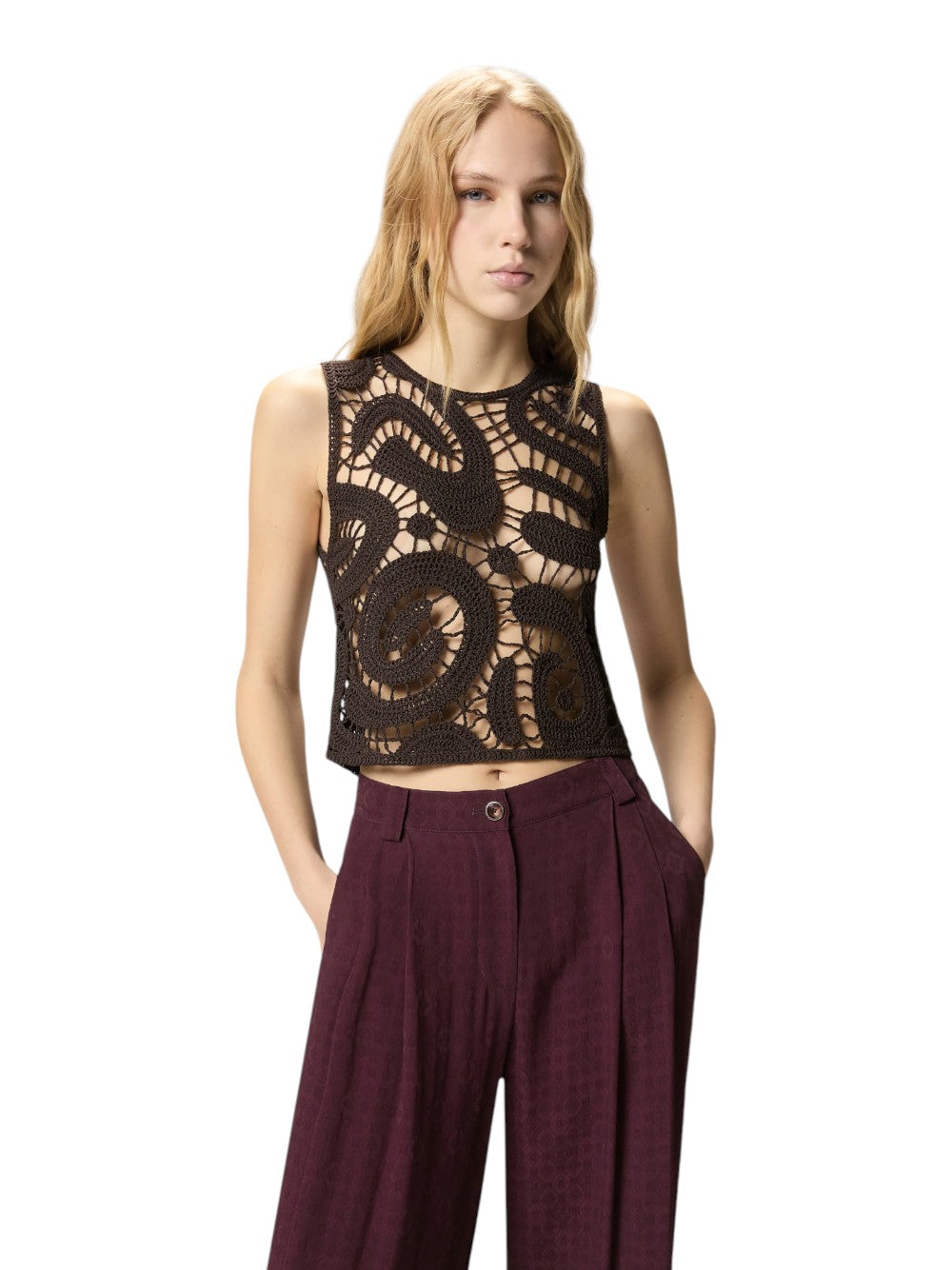 Pinko Top Donna ERUZIONE TOP CROCHET GEOMETRIC 106438A354M05