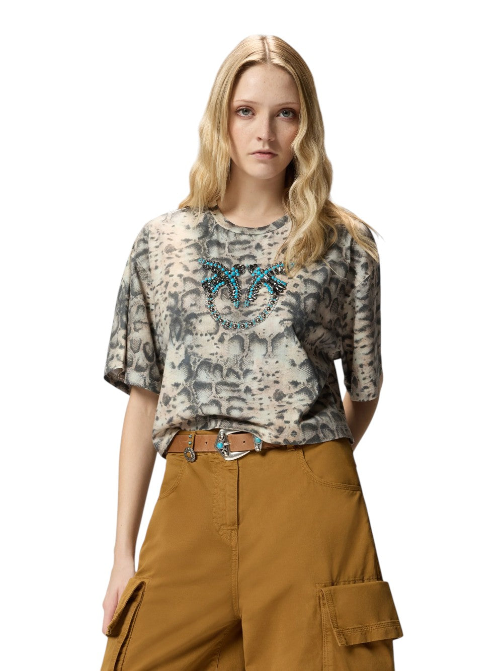 Pinko Top Donna TERNI T-SHIRT JERSEY SNAKE RIC 106921A3C8CZ9