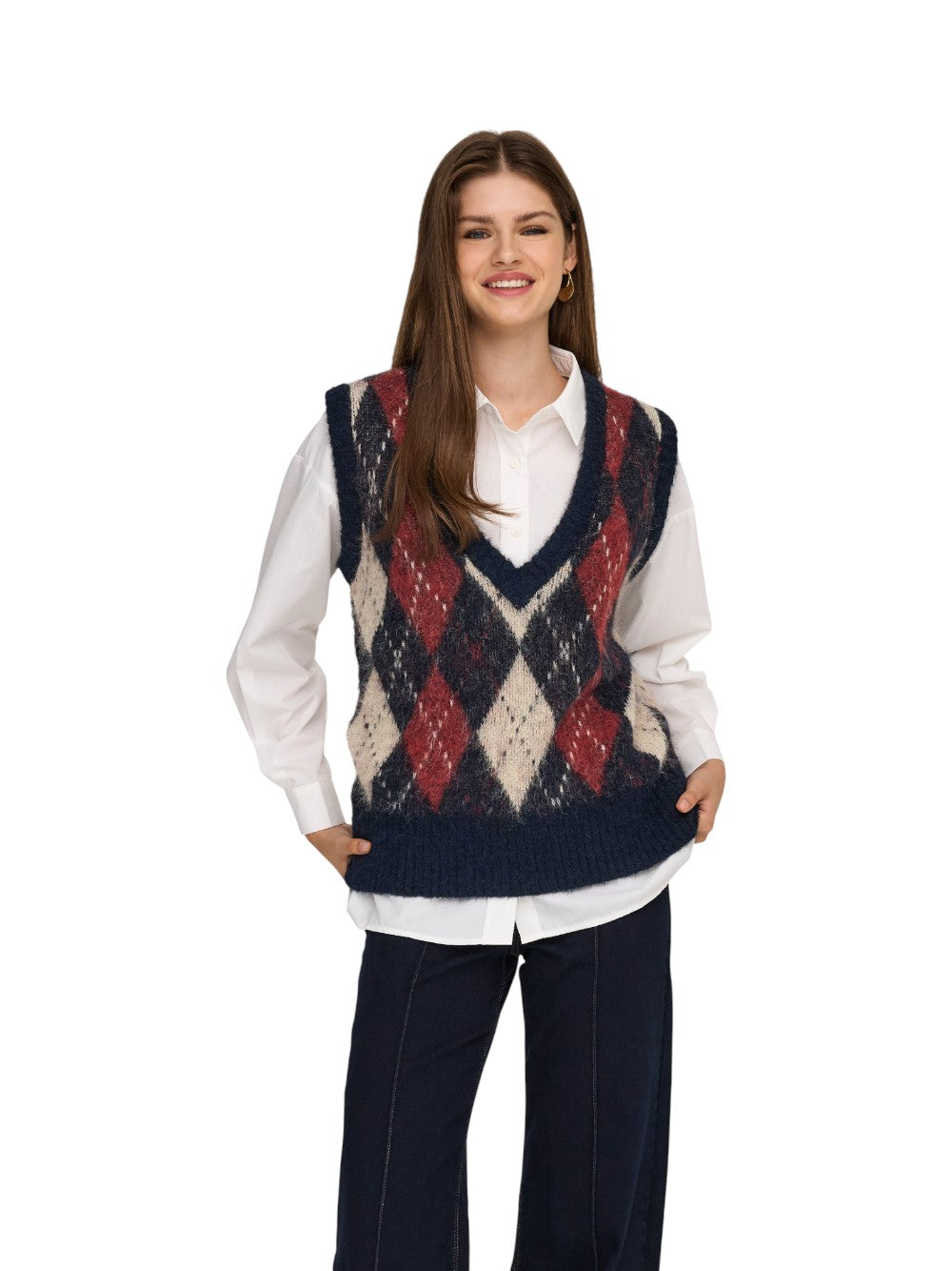 ONLY Maglia Donna ONLNOEME LIFE SL JQ VEST V-NECK KNT 15353229