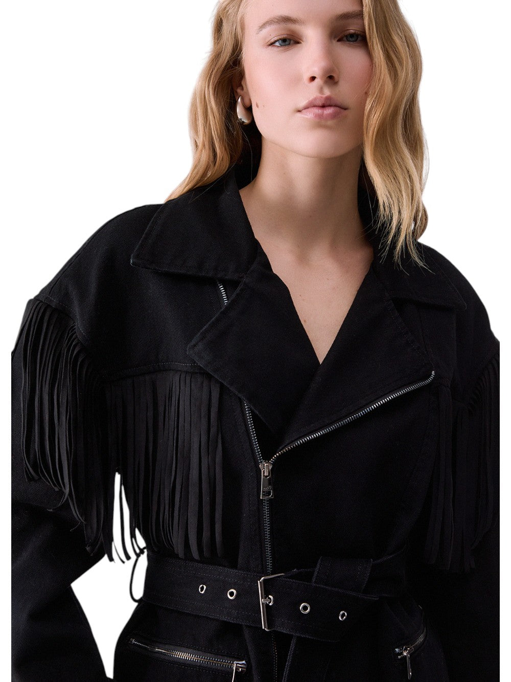 Liu Jo Giubbotto Donna GIUBBIndiaO CHIODO CON FRANGE UF6227D0393 88000