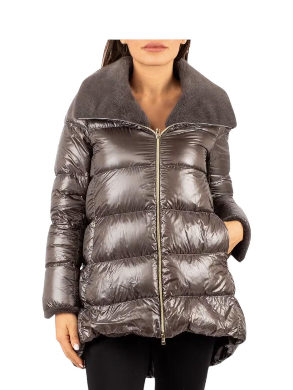 Herno GIUBBINO Donna A-SHAPE NYLON ULTRALIGHT E FAUX FUR PI002140D12017Z