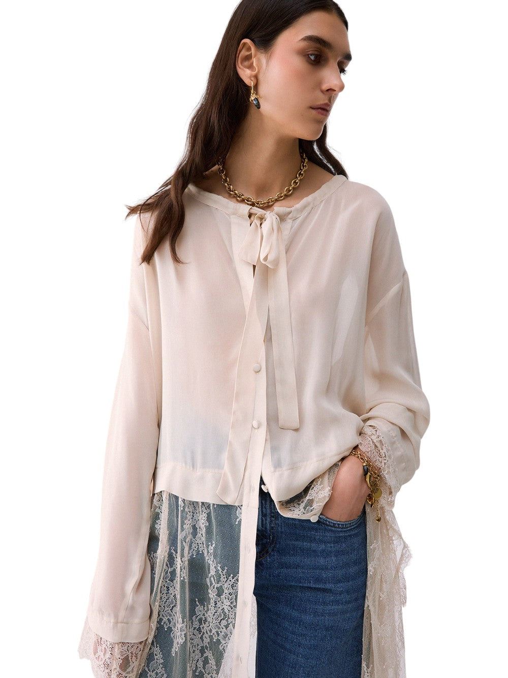 Liu Jo Camicia Donna CAMICIA LUNGA CON PIZZO CF6220T866A X0720