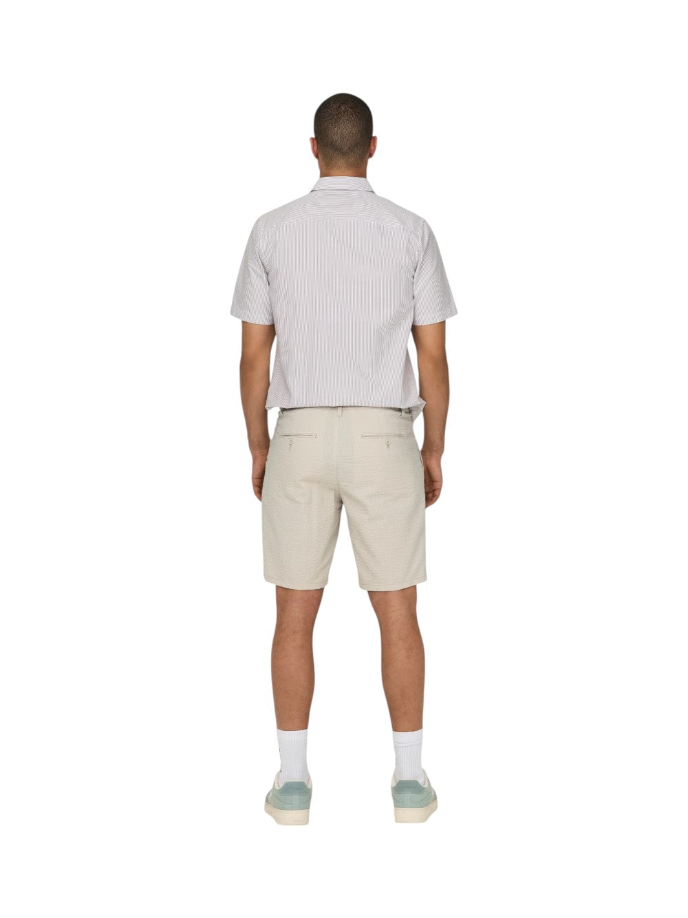 ONLY & SONS Bermuda Uomo ONSLEO LIFE 0009 SEERSUCKER 22028301 Silver Lining