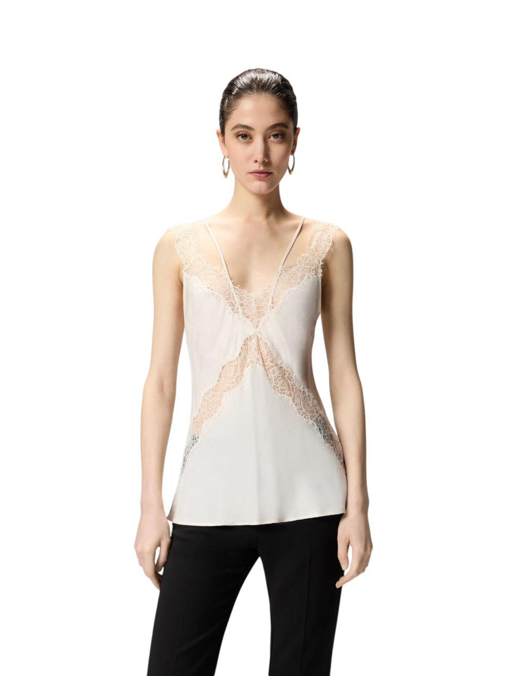 Pinko Top Donna LYDIA TOP TWILL CON PIZZO 106623A385P97
