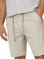 ONLY & SONS Bermuda Uomo ONSLEO LIFE 0009 SEERSUCKER 22028301 Silver Lining