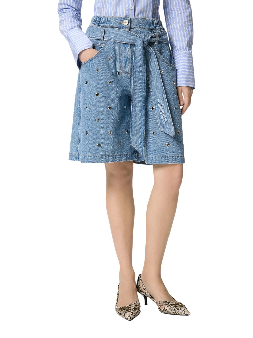 Pinko Jeans Donna BALLO BERMUDA DENIM + EYELETS 106258A32OPJD