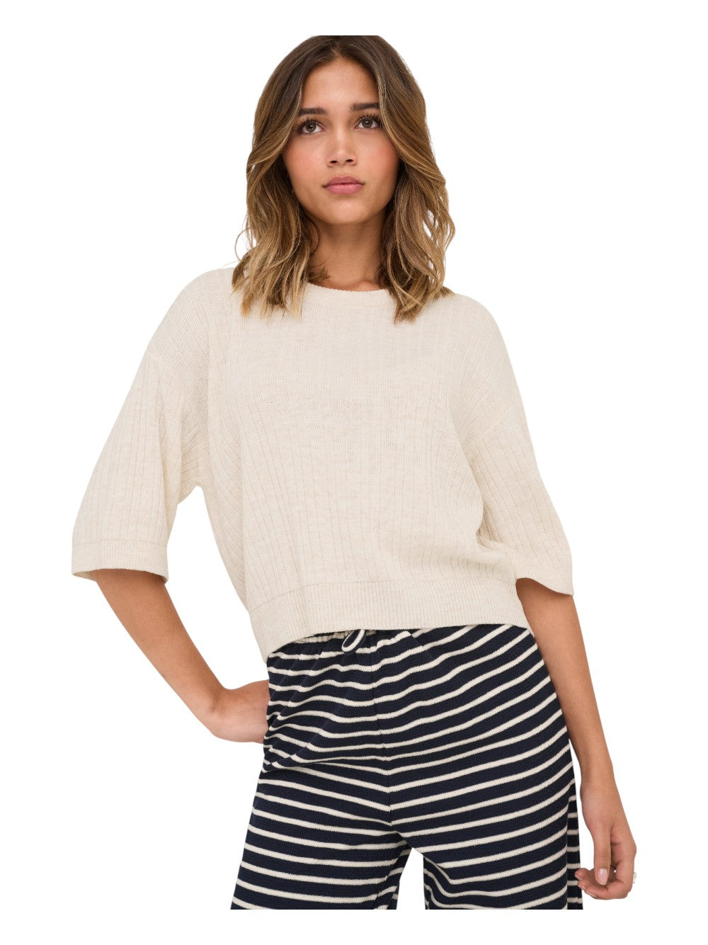 ONLY Maglia Donna ONLTHEA SS O-NECK PULLOVER KNT 15353023