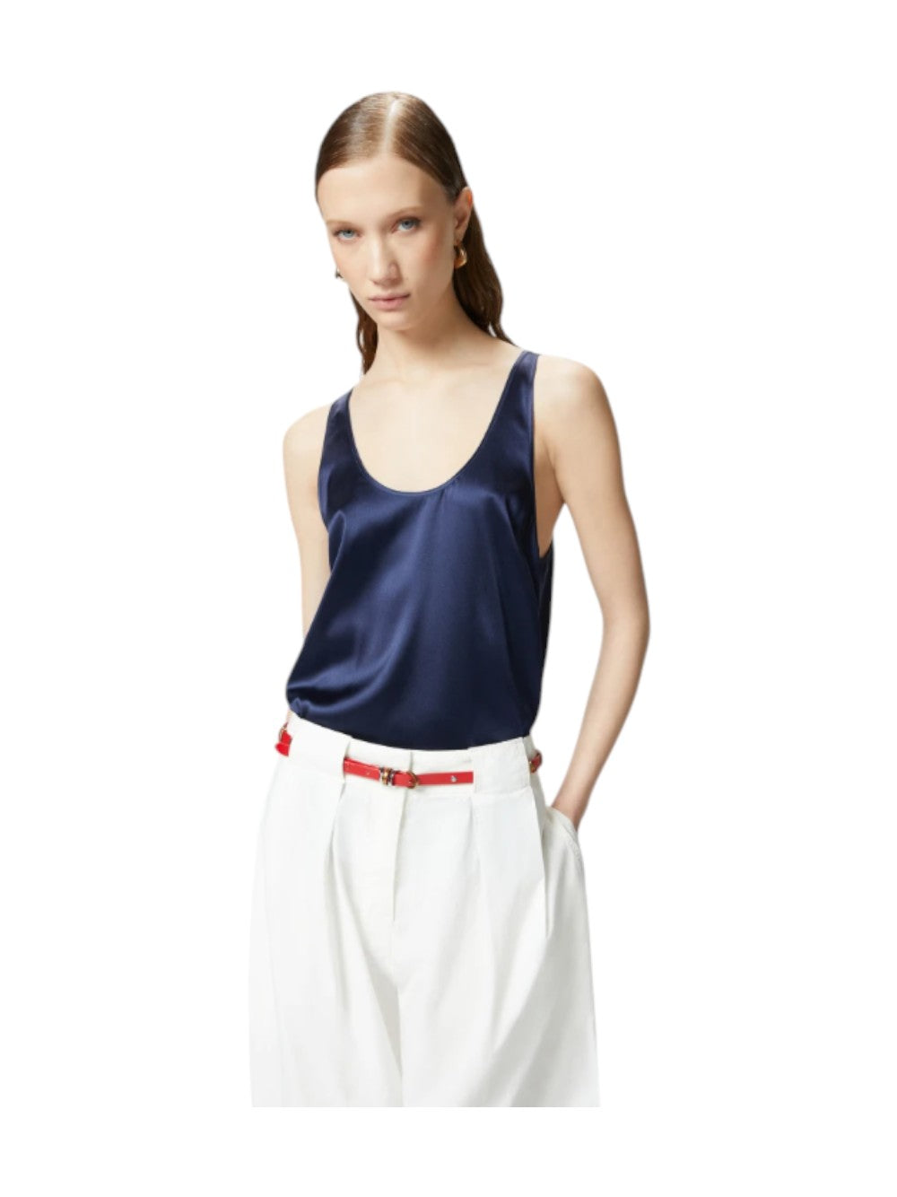 Pinko Top Donna Canotta in satin di seta Crazy Canottiera