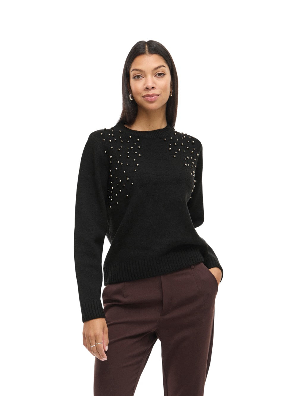 VILA Maglia Donna VILANIE O-NECK L/S DECO KNIT TOP 14109993