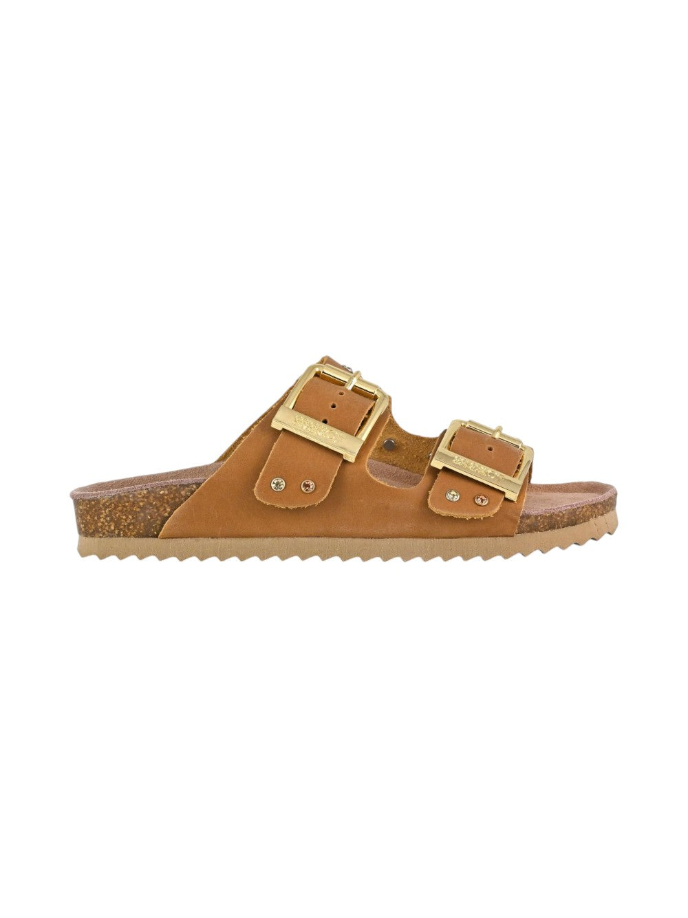 Colors of california Ciabatta Donna Two Buckle Sandal Nubuck Stras HC.BIO501 NAT