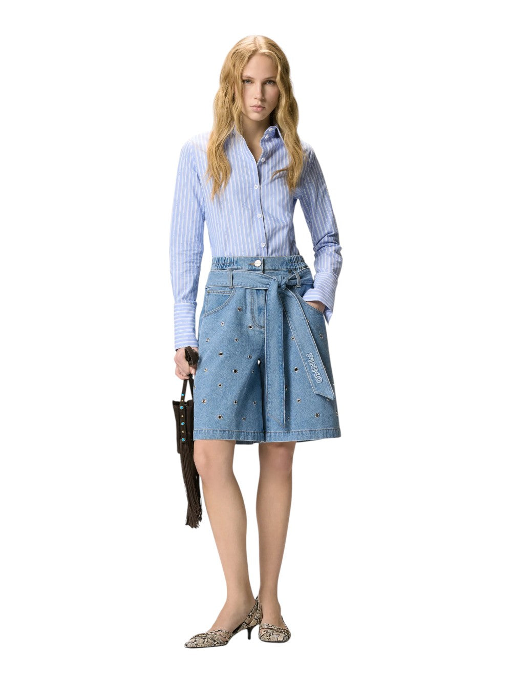 Pinko Jeans Donna BALLO BERMUDA DENIM + EYELETS 106258A32OPJD