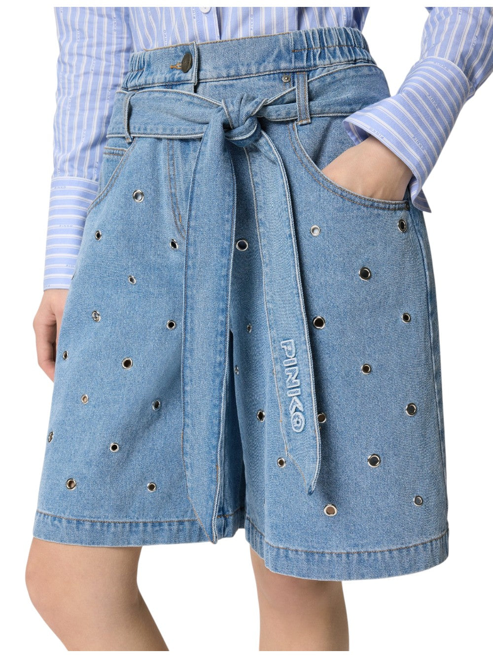 Pinko Jeans Donna BALLO BERMUDA DENIM + EYELETS 106258A32OPJD