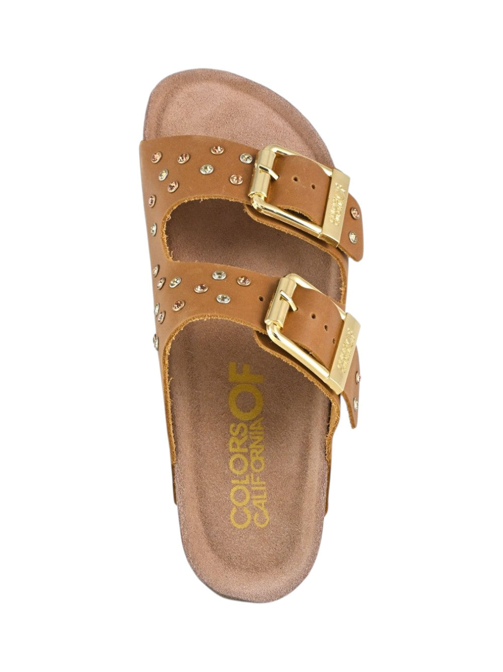 Colors of california Ciabatta Donna Two Buckle Sandal Nubuck Stras HC.BIO501 NAT